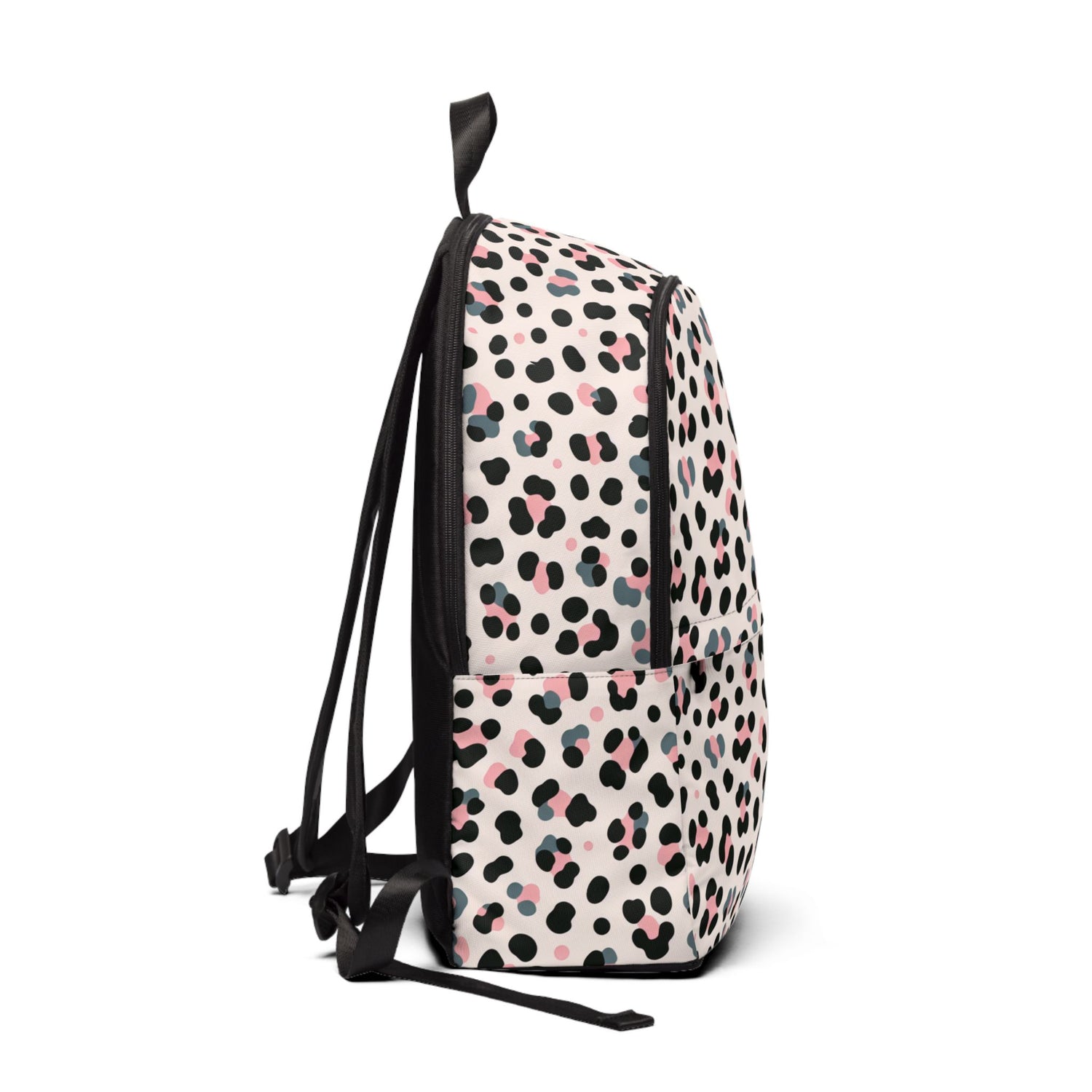 Pink Grey Leopard Unisex Fabric Backpack
