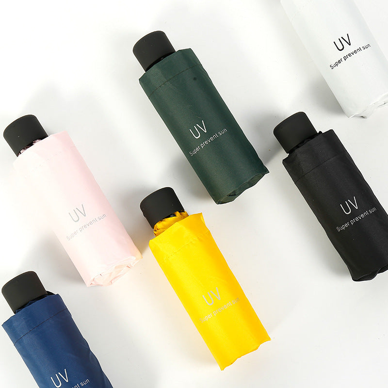 Mini round handle five-fold umbrella