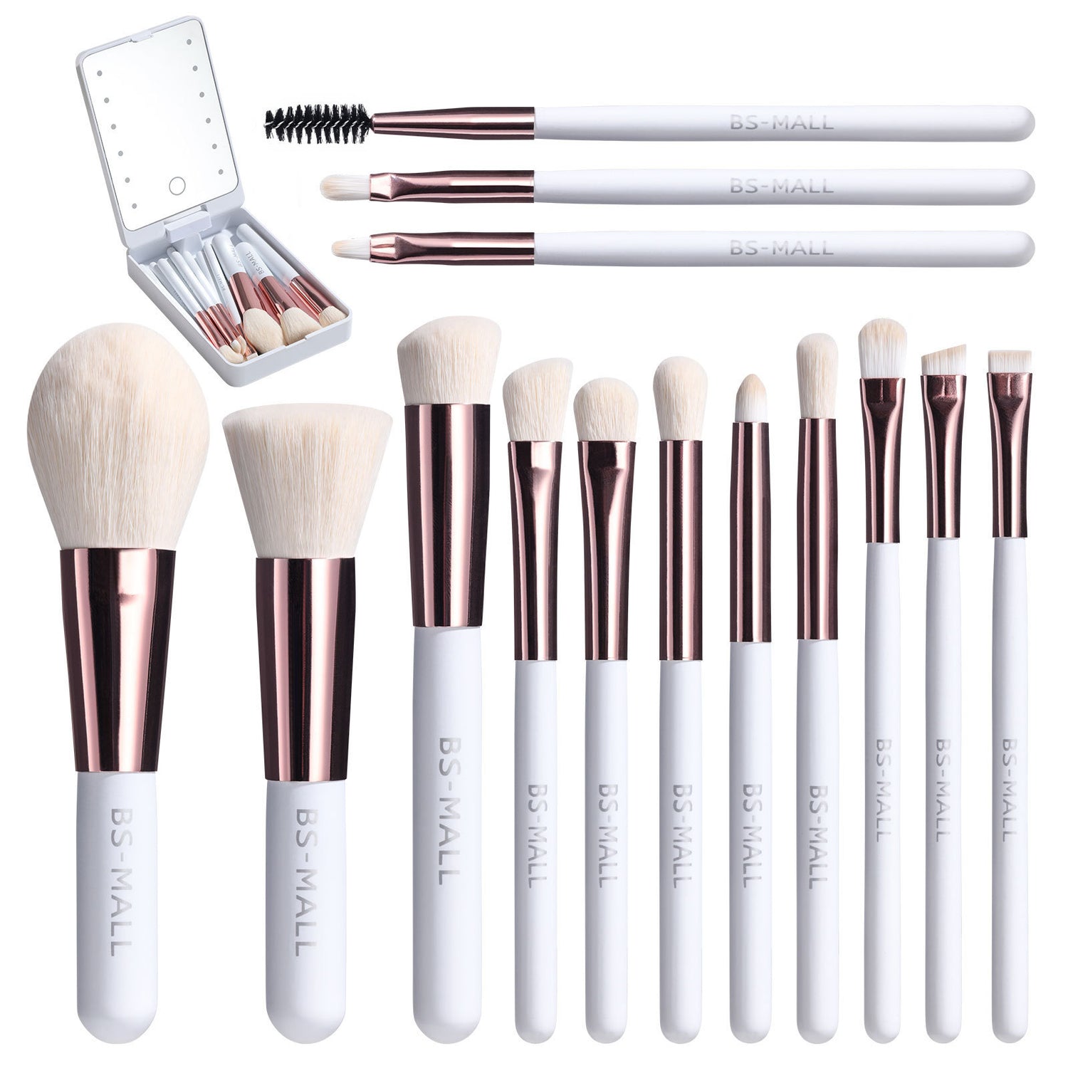 Makeup Brushes Suit Rechargeable Luminous Mirror