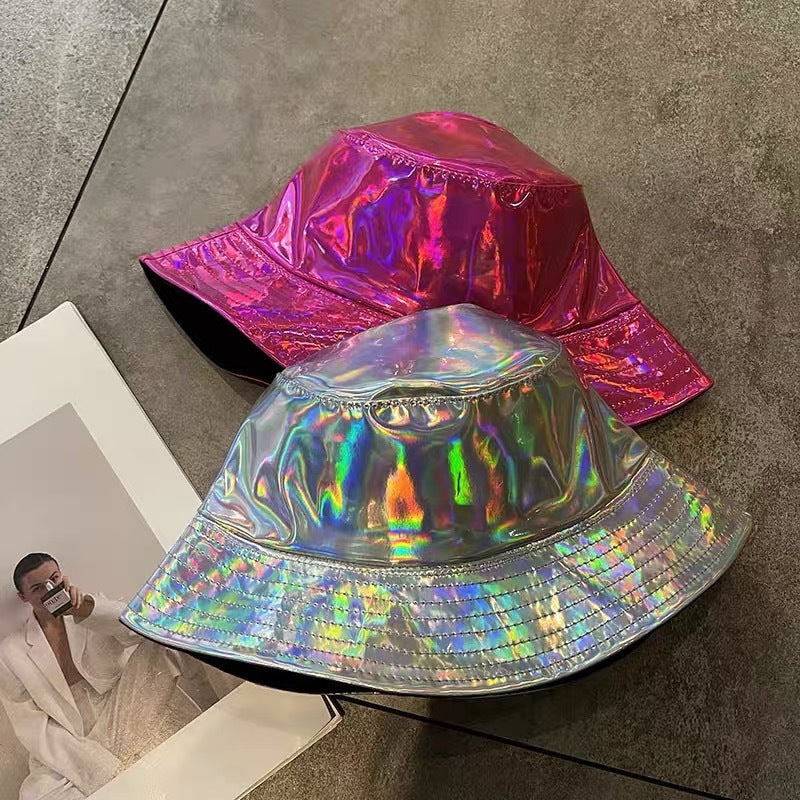 PU Laser Fisherman Hat For Men And Women On The Street