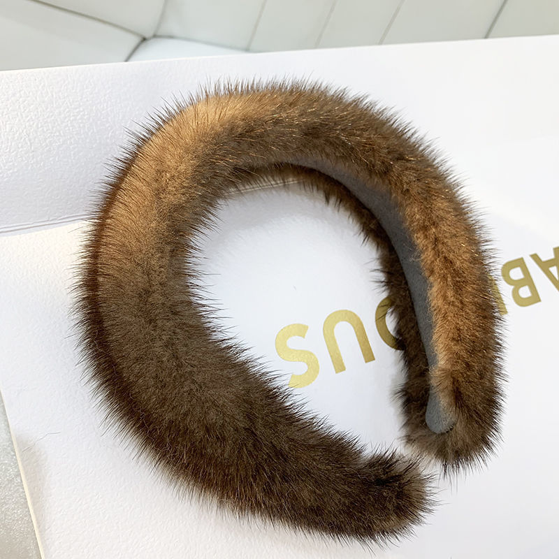 Women's Fur Mink Velvet Solid Color Headband