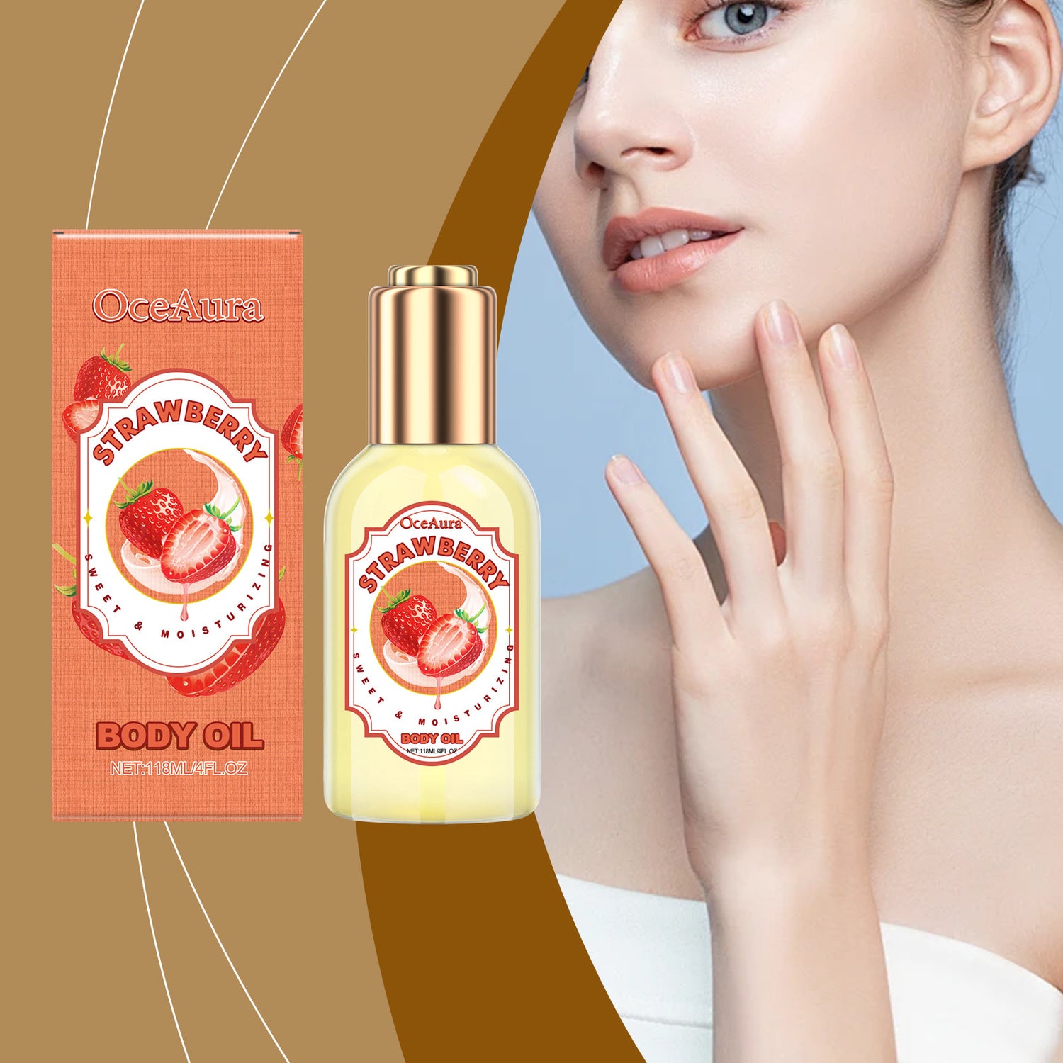 Strawberry Flavor Body Moisturizing Treatment Oil Mild