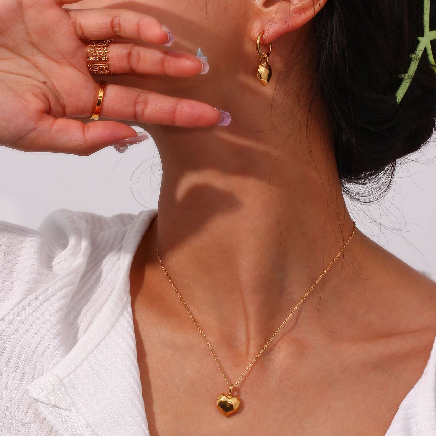 European And American Ins Fashion Simple And Light Luxury Earrings Stainless Steel Solid Cut Chocolate Love Pendant Necklace