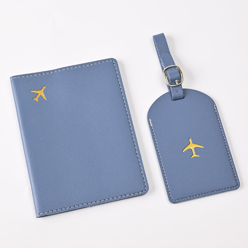 Leather Embossed Passport Holder Luggage Tag Set