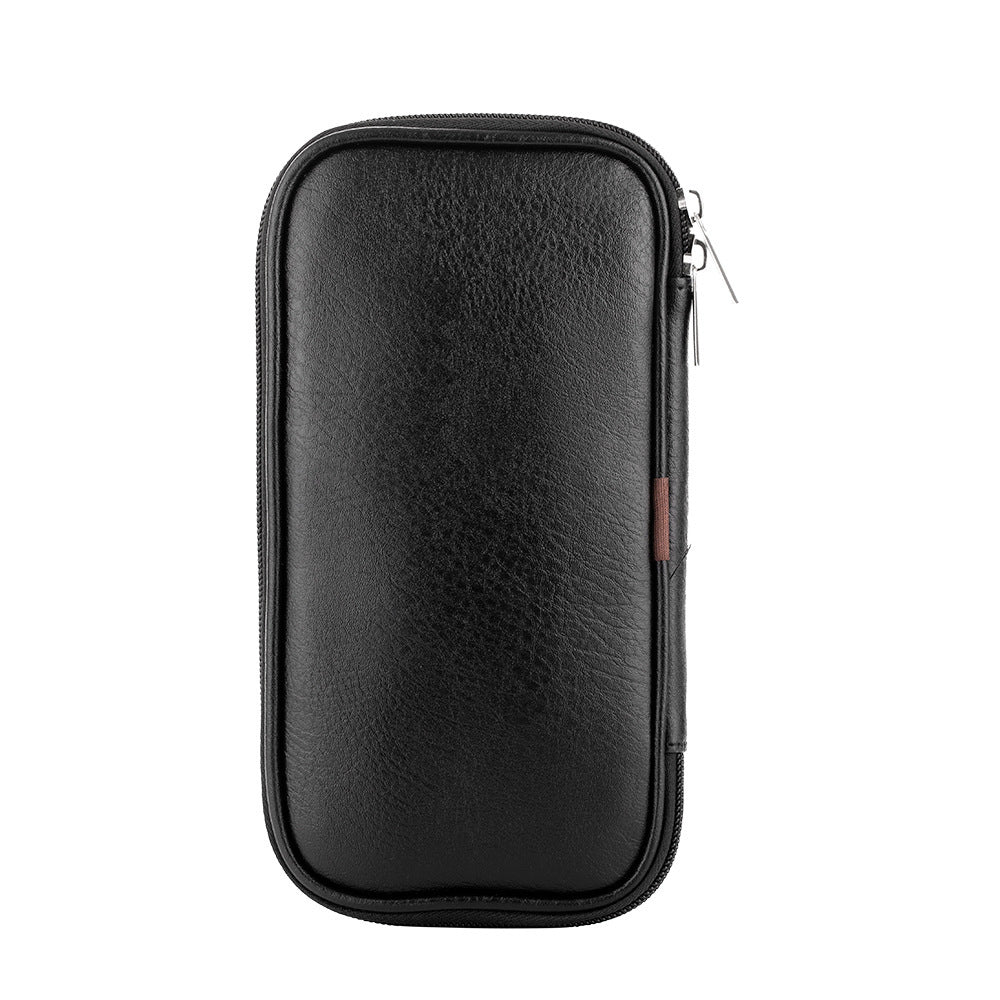 Twelve Bottles Black Pu Zipper Bag Makeup Brush Suit