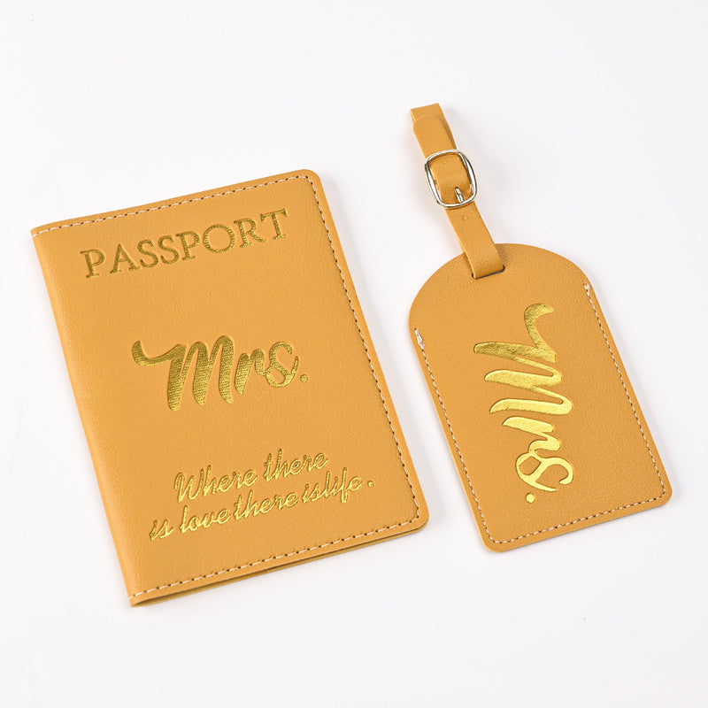 Leather Embossed Passport Holder Luggage Tag Set