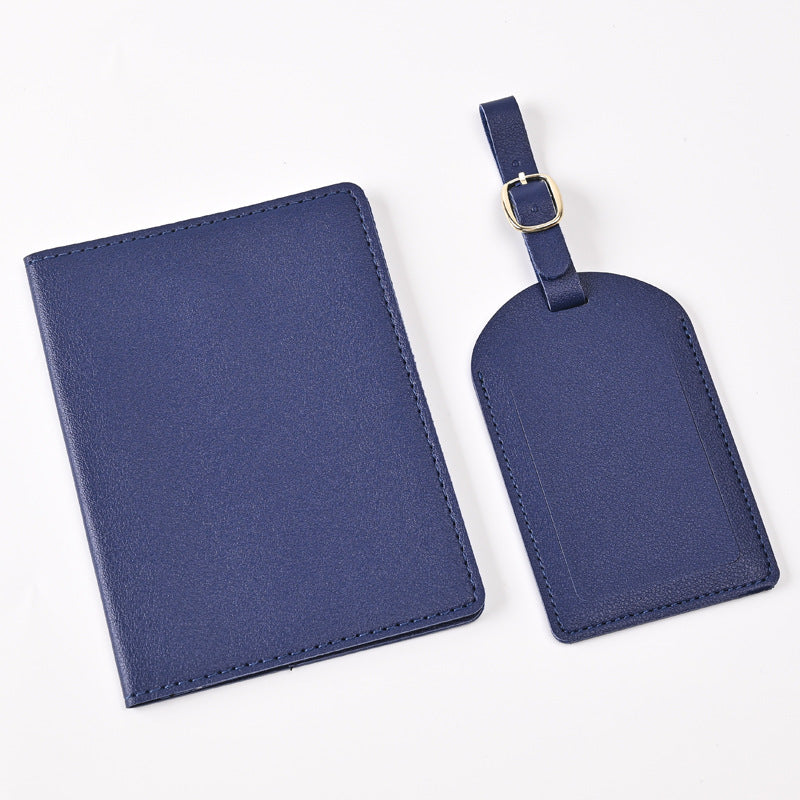 Leather Embossed Passport Holder Luggage Tag Set