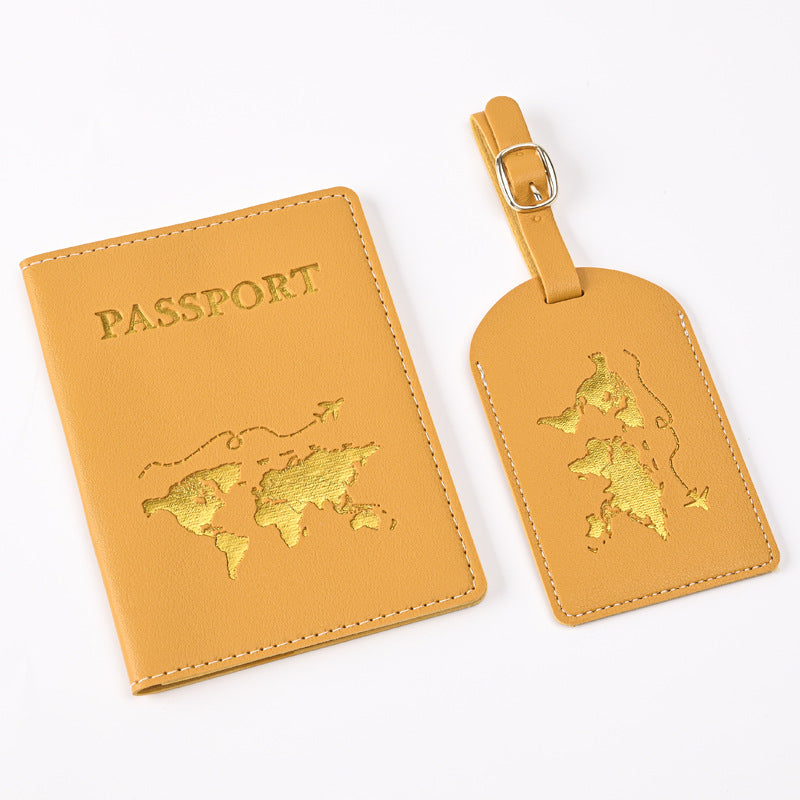 Leather Embossed Passport Holder Luggage Tag Set
