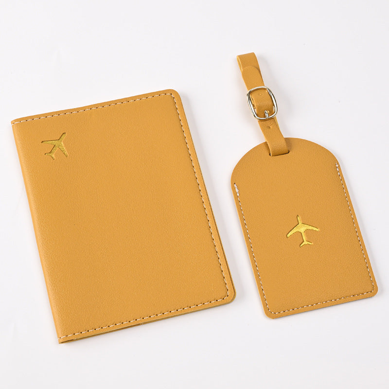 Leather Embossed Passport Holder Luggage Tag Set