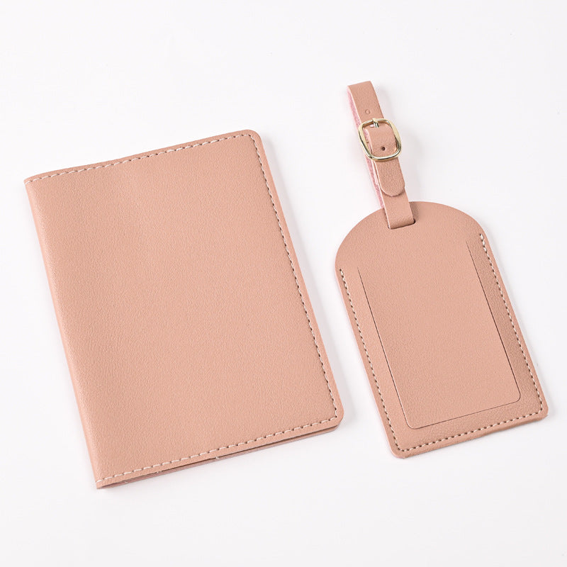 Leather Embossed Passport Holder Luggage Tag Set