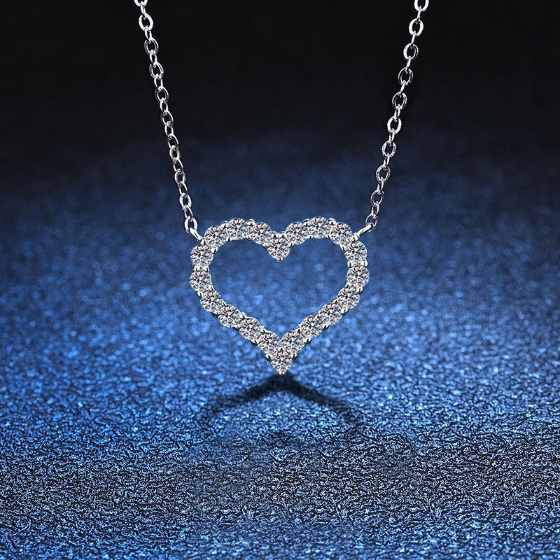 Hollow Cut Heart Shape Diamond Necklace