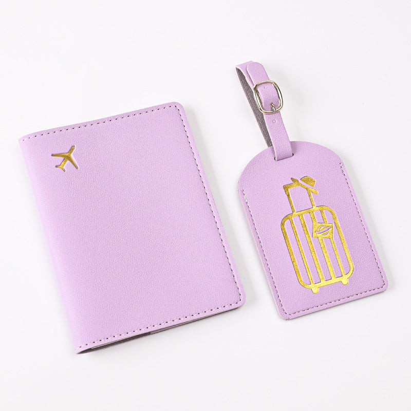 Leather Embossed Passport Holder Luggage Tag Set