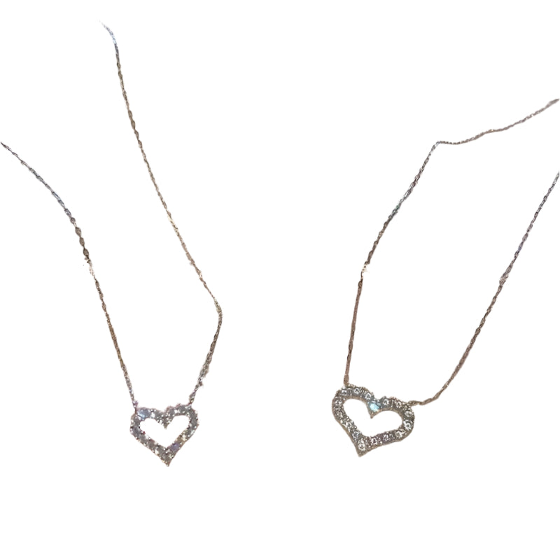 Hollow Cut Heart Shape Diamond Necklace