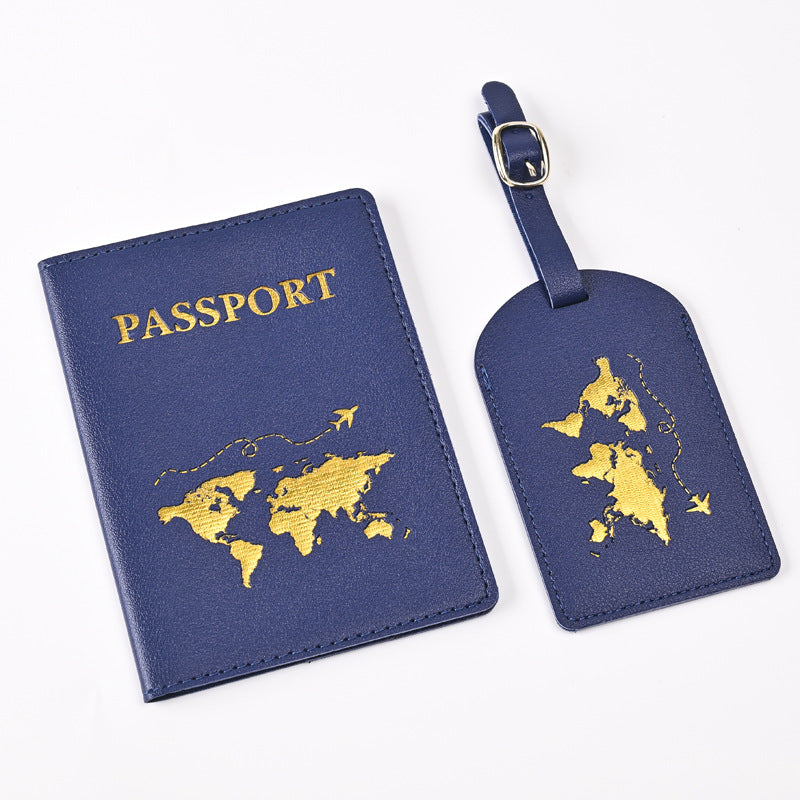 Leather Embossed Passport Holder Luggage Tag Set