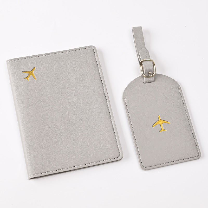 Leather Embossed Passport Holder Luggage Tag Set