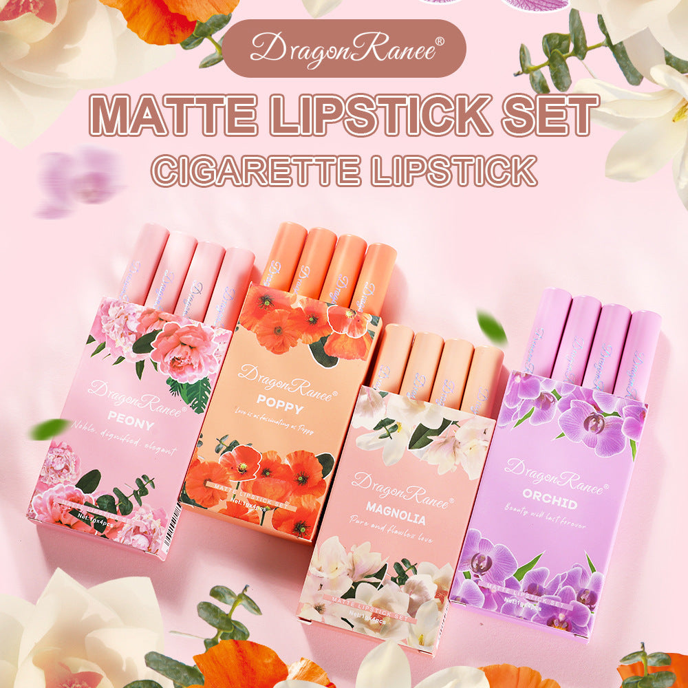 Cigarette Lipstick Box Matte Finish 4 Flowers Suit