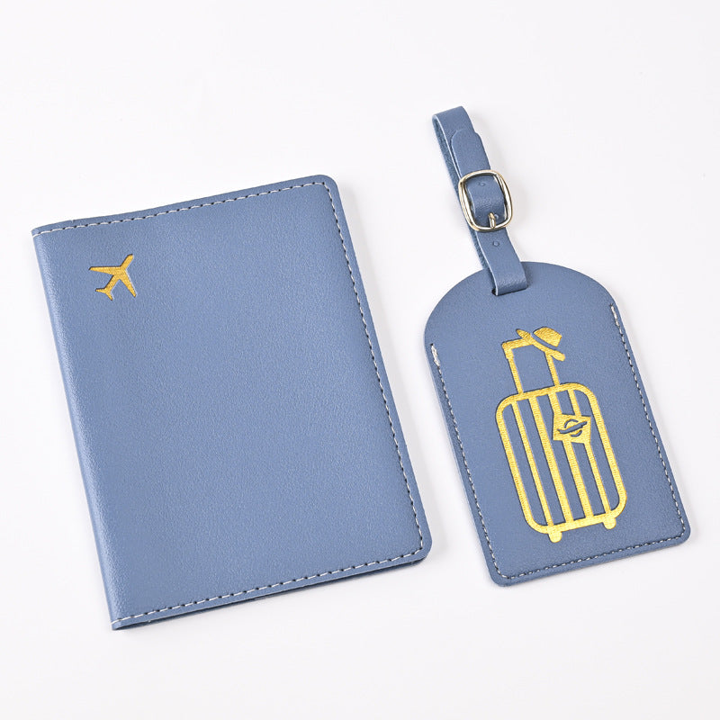 Leather Embossed Passport Holder Luggage Tag Set