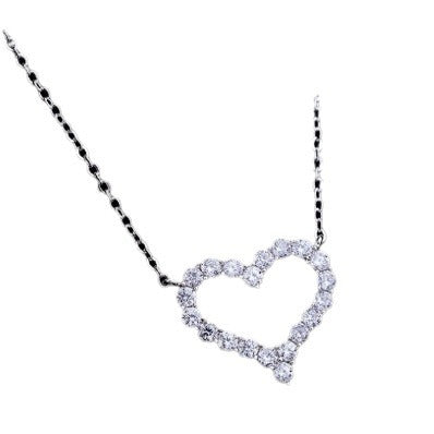 Hollow Cut Heart Shape Diamond Necklace