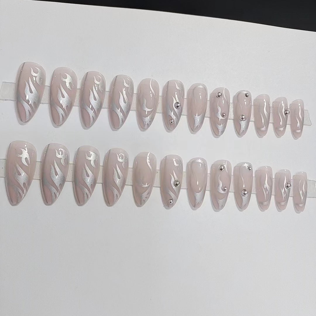 Flame Rivet Mid-length Pointed Detachable Finished Nail Beauty