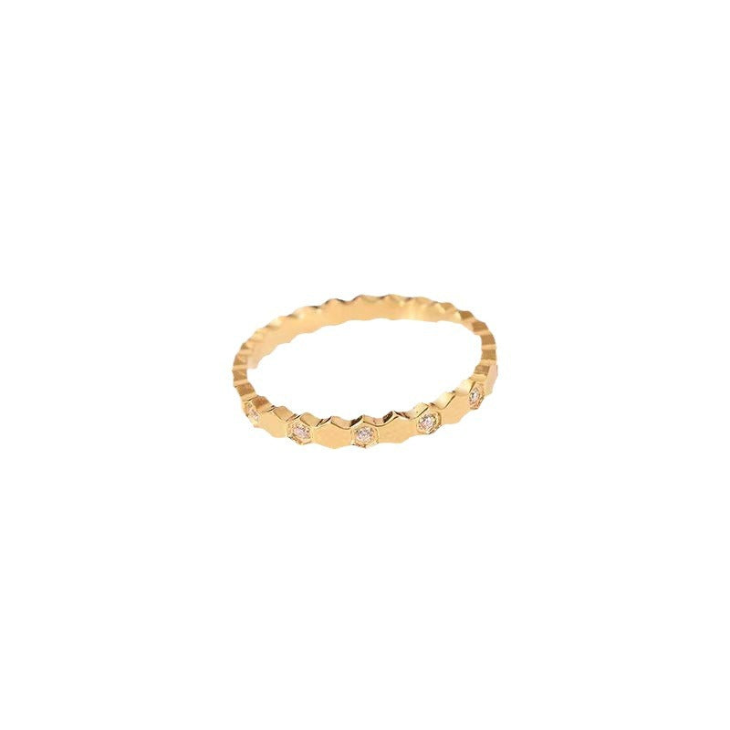 Crystal Honeycomb Gold Ring For Women