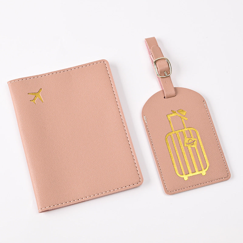 Leather Embossed Passport Holder Luggage Tag Set
