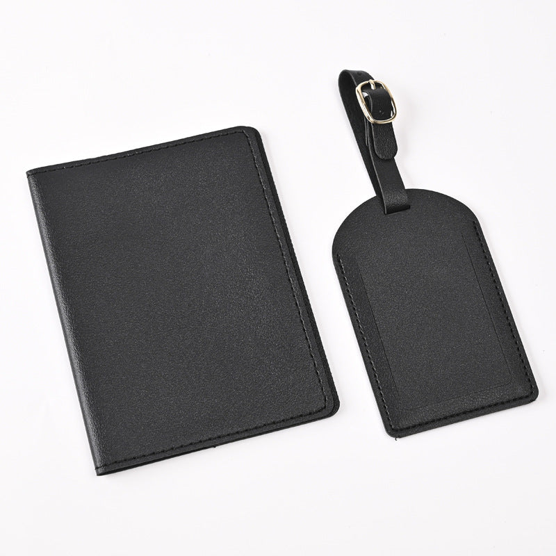Leather Embossed Passport Holder Luggage Tag Set