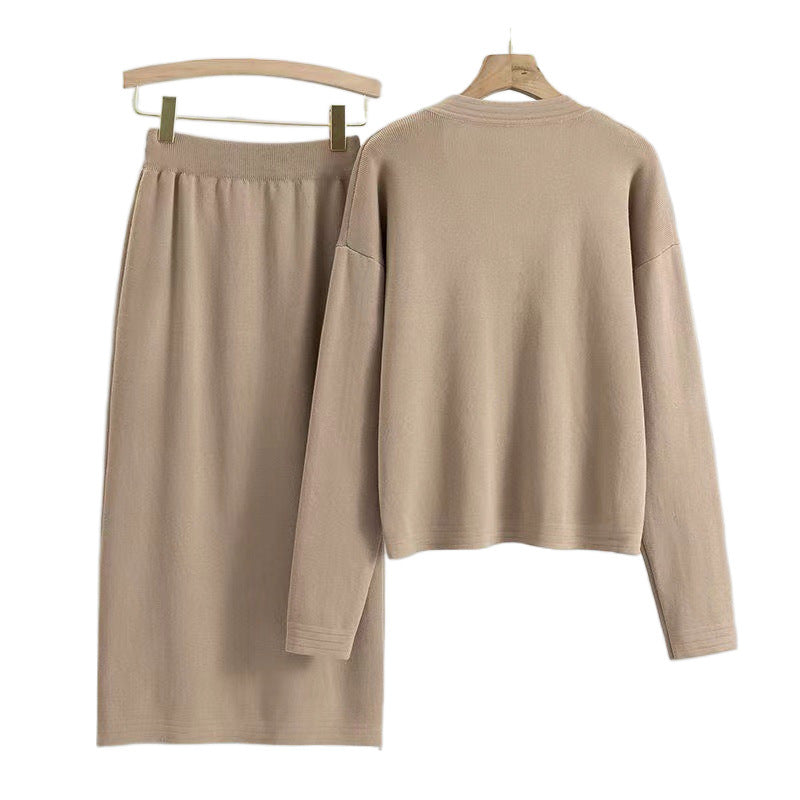 Long Sleeve Knit Cardigan, Pencil Skirt Fashion Set