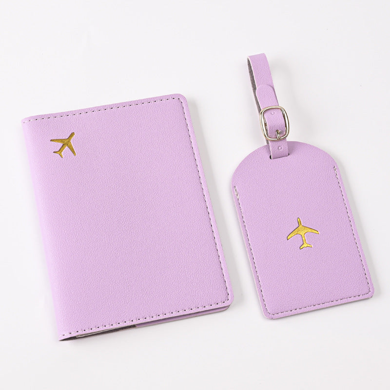 Leather Embossed Passport Holder Luggage Tag Set