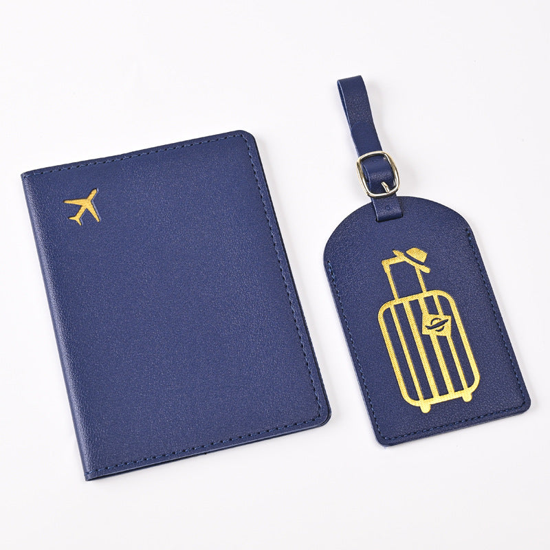 Leather Embossed Passport Holder Luggage Tag Set