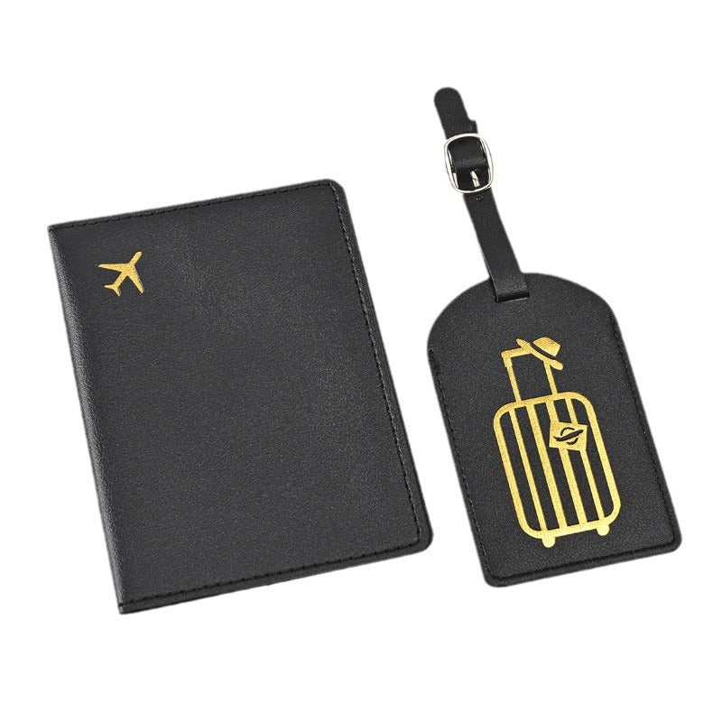 Leather Embossed Passport Holder Luggage Tag Set