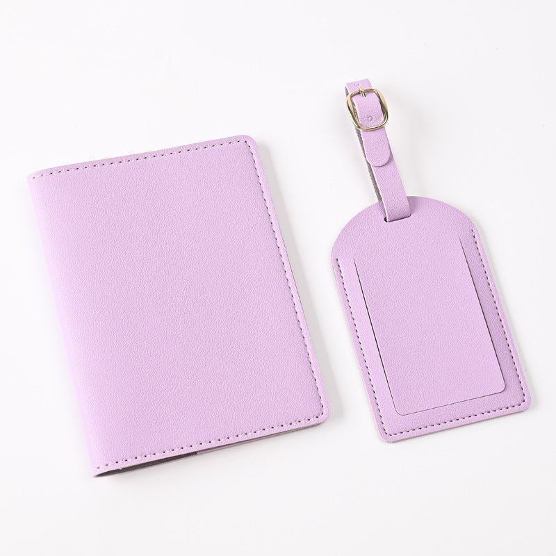 Leather Embossed Passport Holder Luggage Tag Set