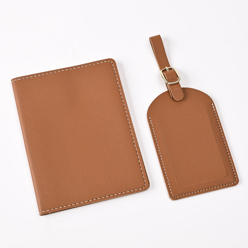 Leather Embossed Passport Holder Luggage Tag Set