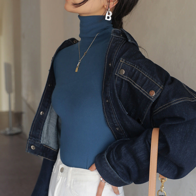 Mock Turtleneck Shirt Top for Women