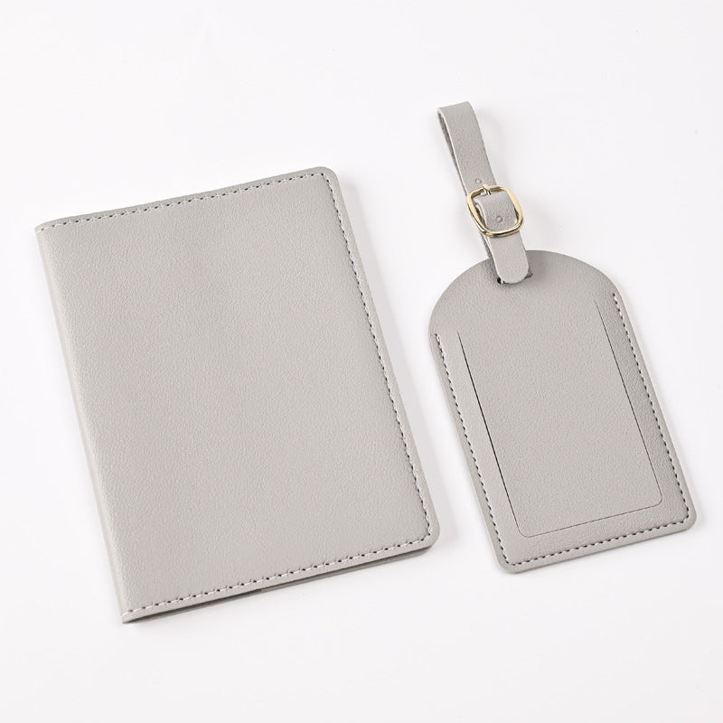 Leather Embossed Passport Holder Luggage Tag Set