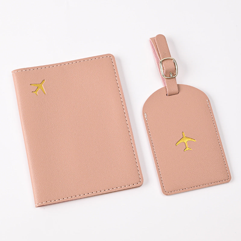 Leather Embossed Passport Holder Luggage Tag Set