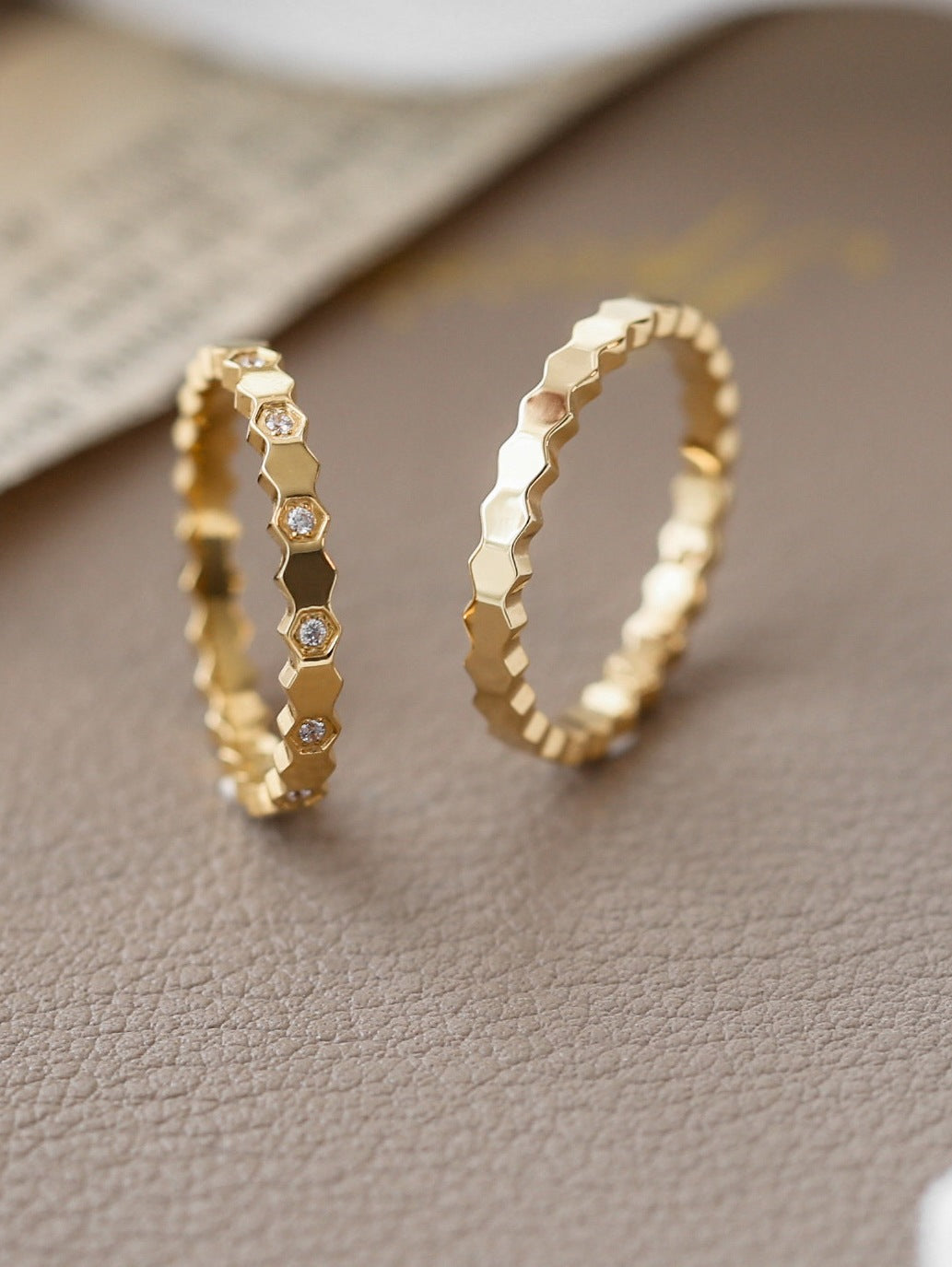 Crystal Honeycomb Gold Ring For Women