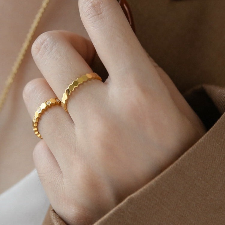 Crystal Honeycomb Gold Ring For Women
