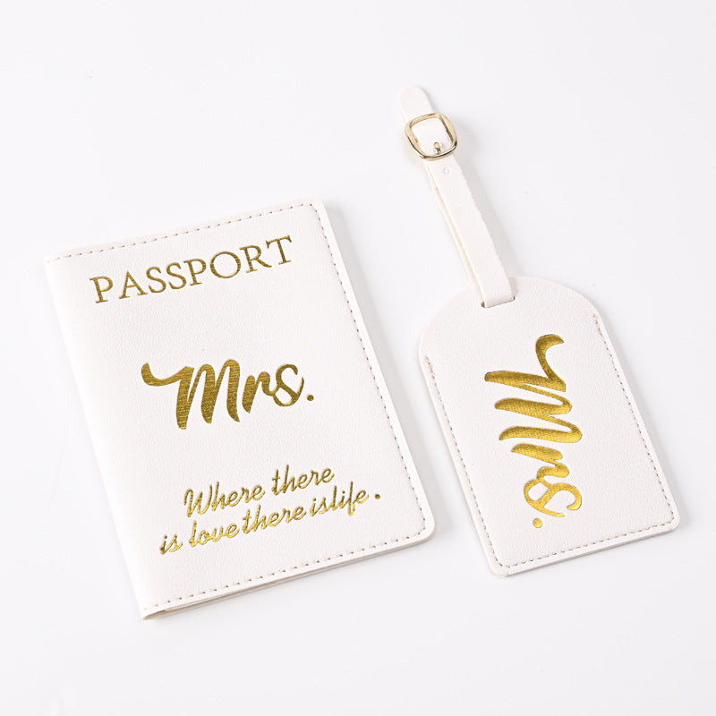 Leather Embossed Passport Holder Luggage Tag Set