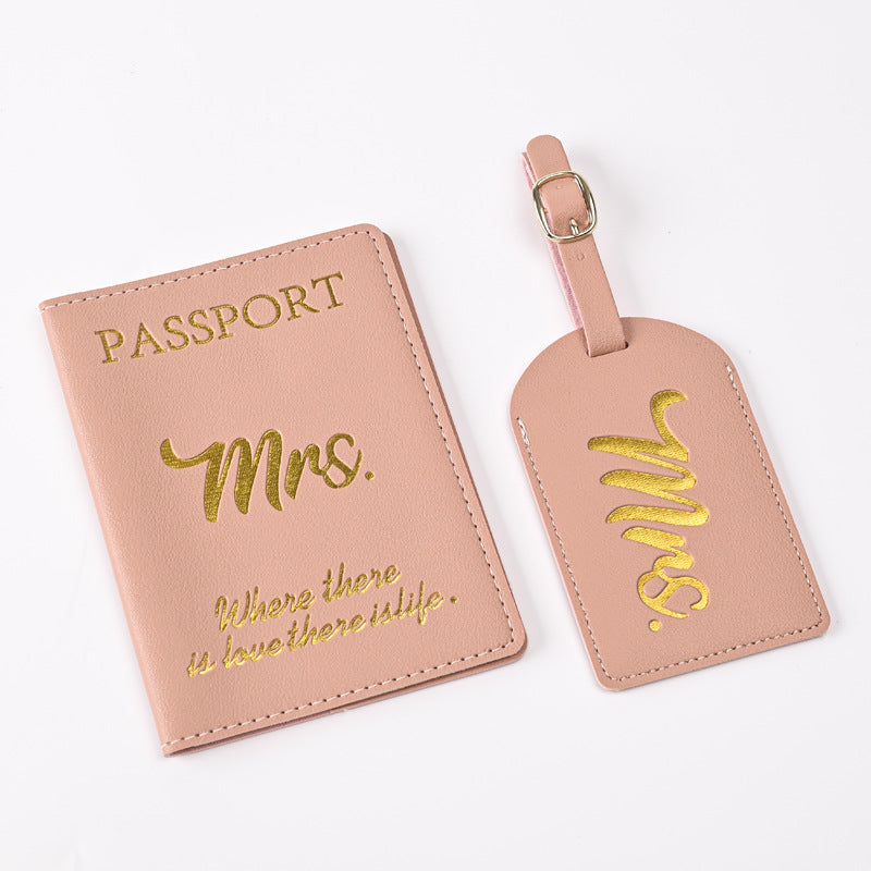 Leather Embossed Passport Holder Luggage Tag Set