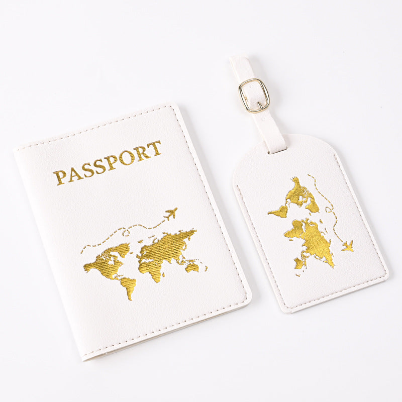 Leather Embossed Passport Holder Luggage Tag Set