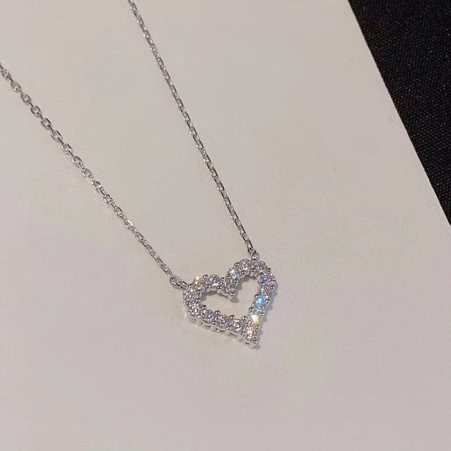 Hollow Cut Heart Shape Diamond Necklace