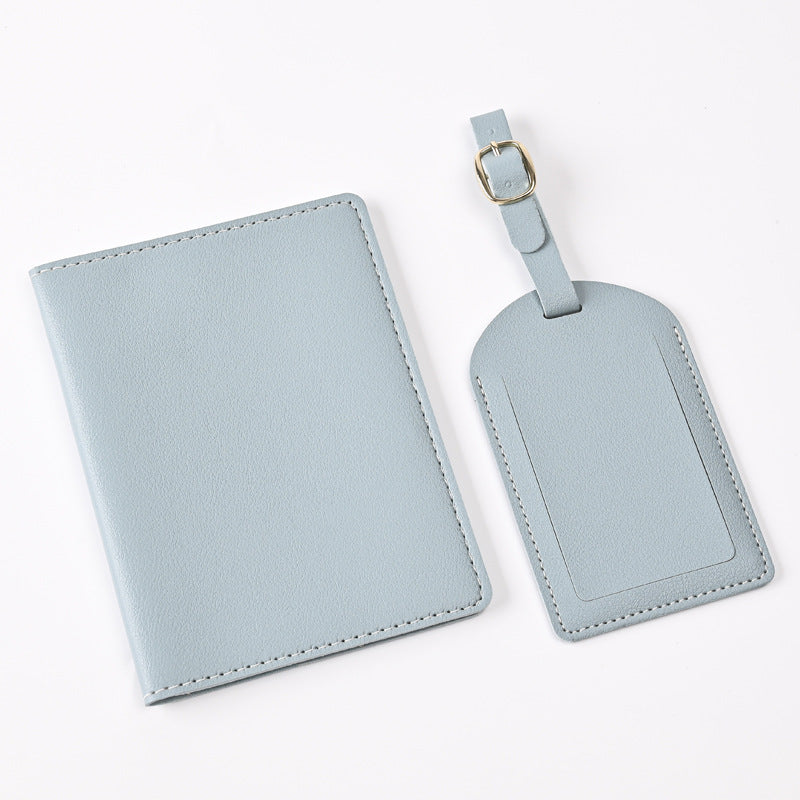 Leather Embossed Passport Holder Luggage Tag Set