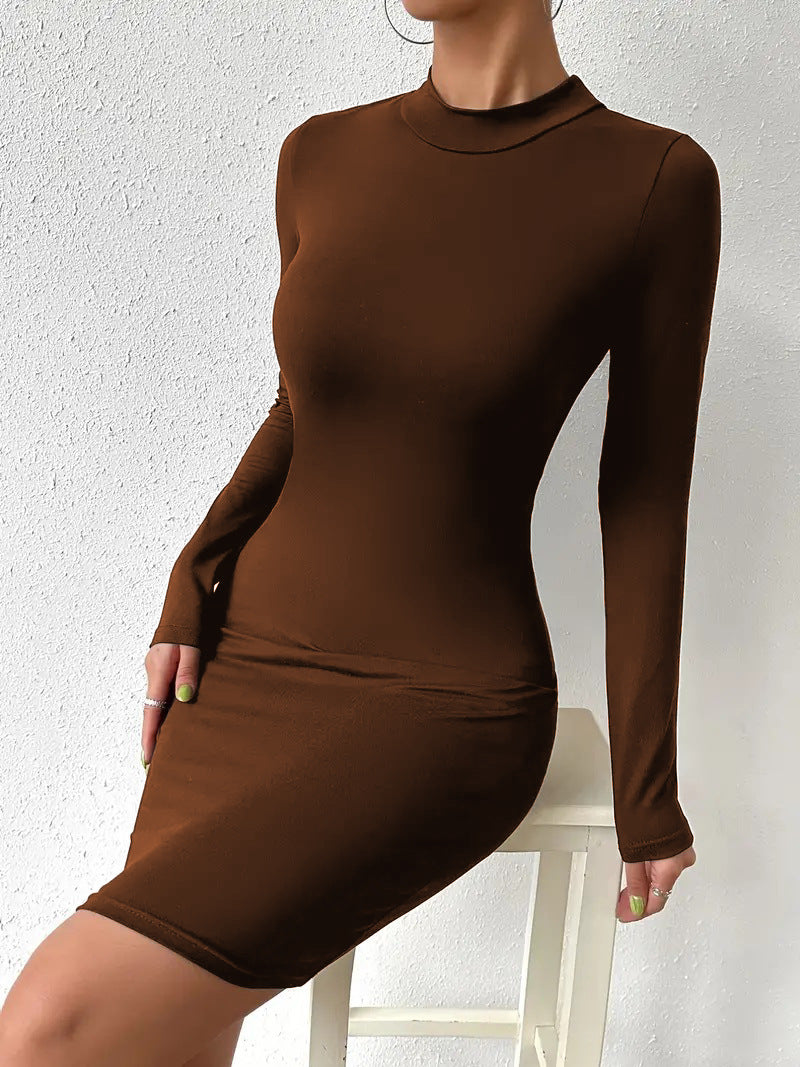 Solid Color Fashion Turtleneck Dress