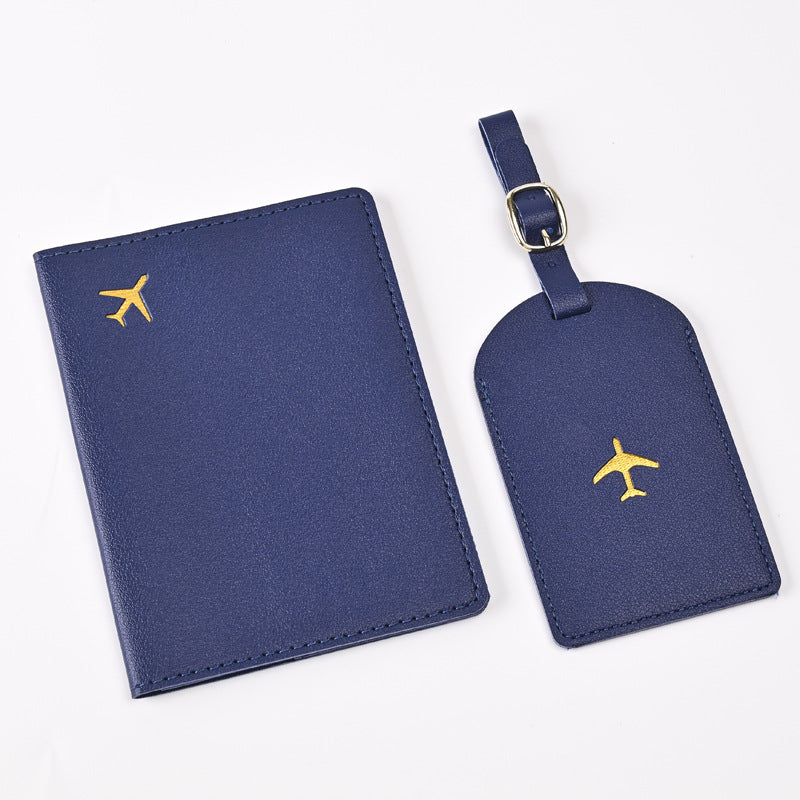 Leather Embossed Passport Holder Luggage Tag Set