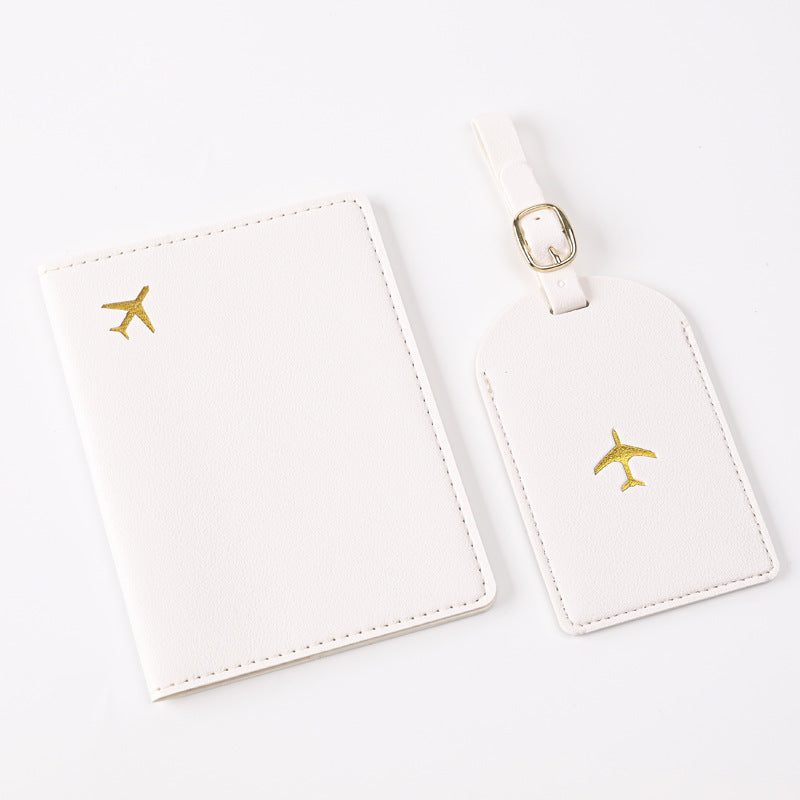 Leather Embossed Passport Holder Luggage Tag Set