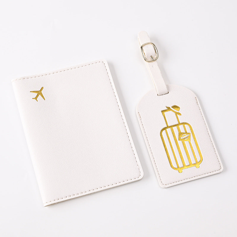 Leather Embossed Passport Holder Luggage Tag Set