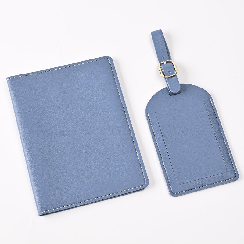 Leather Embossed Passport Holder Luggage Tag Set