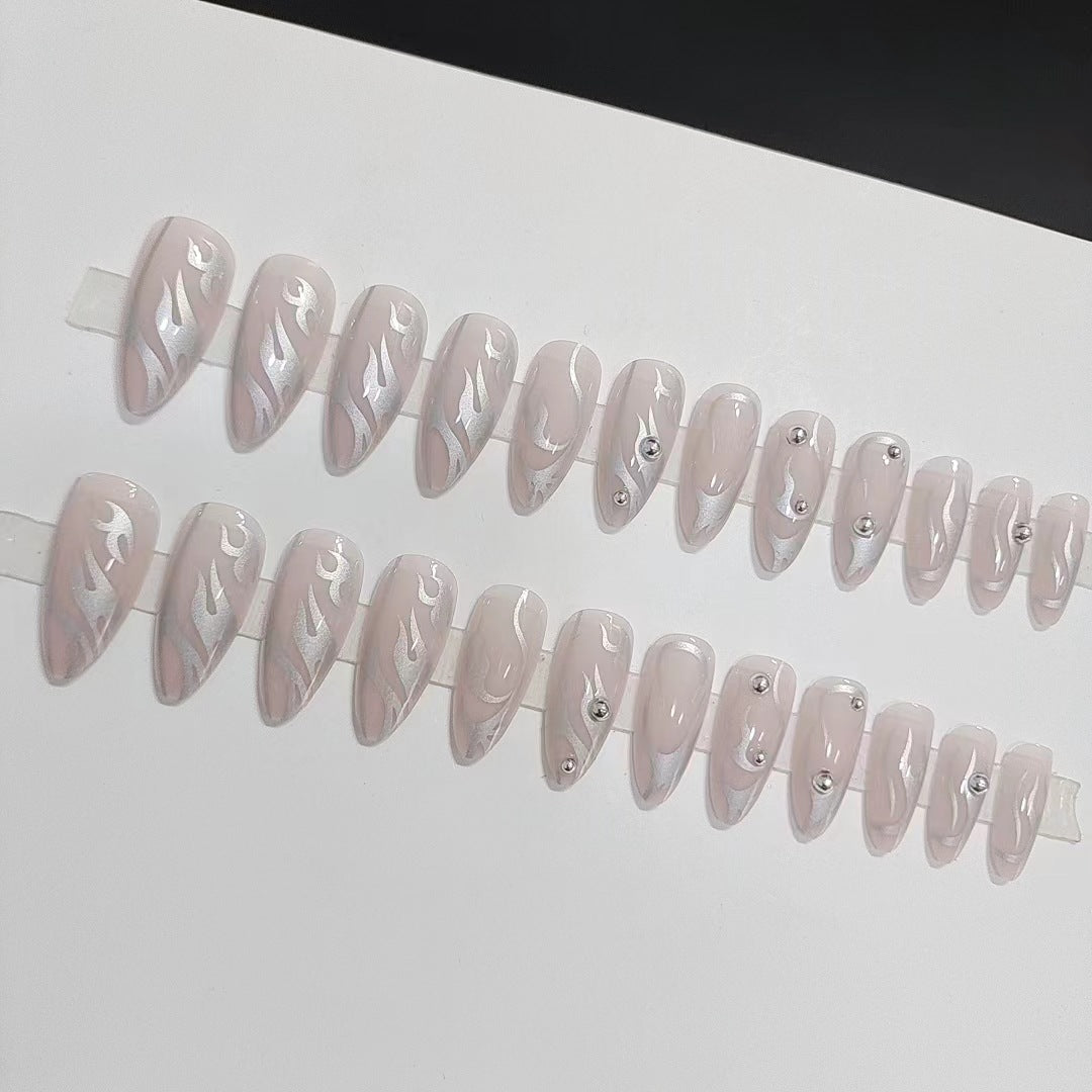 Flame Rivet Mid-length Pointed Detachable Finished Nail Beauty