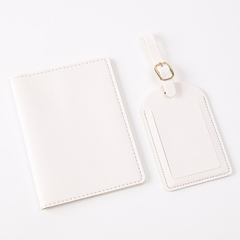 Leather Embossed Passport Holder Luggage Tag Set