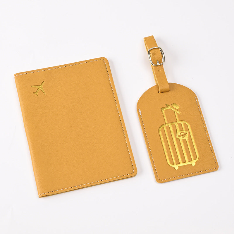 Leather Embossed Passport Holder Luggage Tag Set